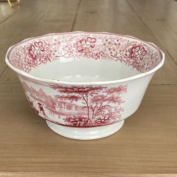 Antique T&J Mayer Longport NONPAREIL Red Pink Bowl - Picture 2 of 11